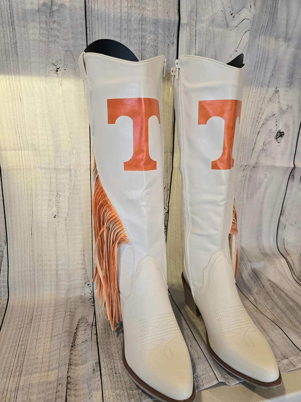 Tennessee White And Orange Custom Fringe Western Boots (9) - Picture 5 of 5